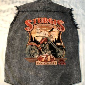Men's Vance Biker Wear Sturgis Black Hills Rally 74th Anniversary Denim Vest